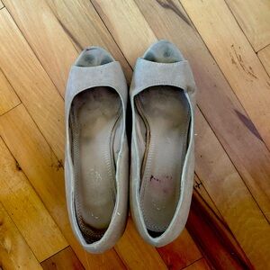 Wet seal size 8 open toe well worn stiletto heels.